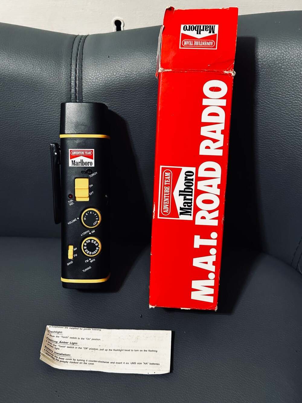 Vintage Marlboro Adventure Team M.A.T. Road Radio and Flashlight with Box